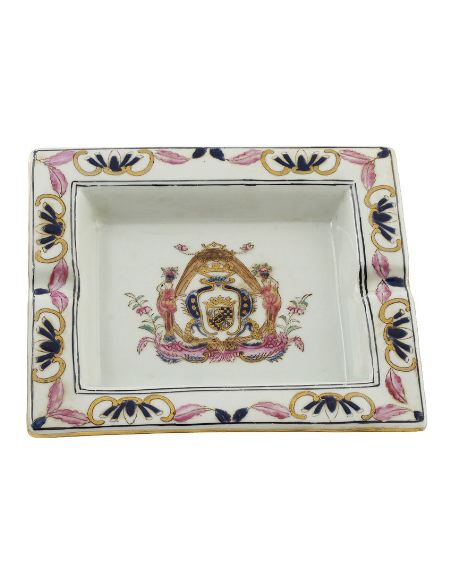 Cendrier en porcelaine: Cendrier rectang. 19cm avec socle bronze -AnaMaria