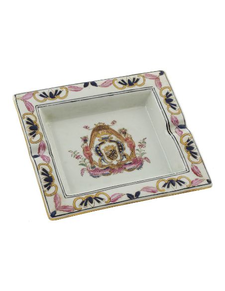 Cendrier en porcelaine: Cendrier rectang. 19cm avec socle bronze -AnaMaria