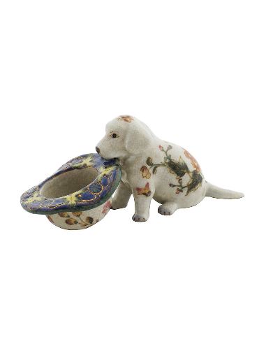 Perro de porcelana. Perro cachorro labrador con sombrero 14cm -Milex