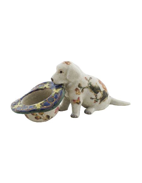 Perro de porcelana. Perro cachorro labrador con sombrero 14cm -Milex