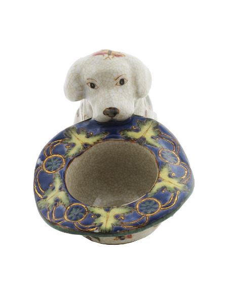 Perro de porcelana. Perro cachorro labrador con sombrero 14cm -Milex