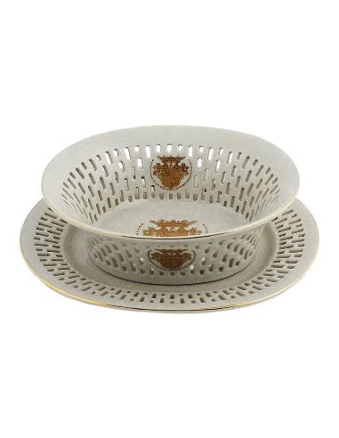 Centro de mesa de porcelana. Centro labrado con plato 29cm -Infantas