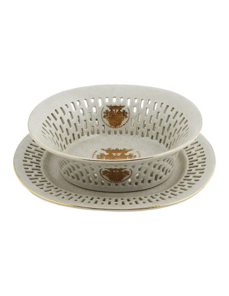Centro de mesa de porcelana. Centro labrado con plato 29cm -Infantas
