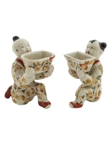Niño en porcelana. Niños arrodillados pareja 13cm -Hiti