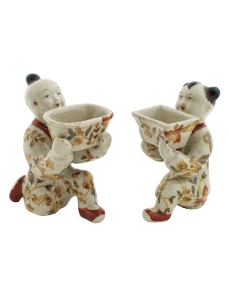Niño en porcelana. Niños arrodillados pareja 13cm -Hiti