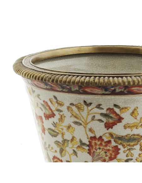 Cache-pot en porcelaine: Cache-pot rond 23cm avec bronze -Hiti