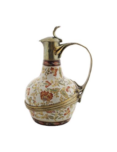 Jarra de porcelana. Jarra asa tapa 28cm con bronce -Hiti
