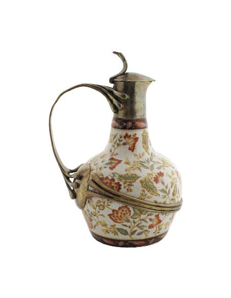 Aiguière en porcelaine: Aiguière anse et couvercle 28cm avec bronze -Hiti