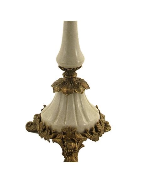 Candelabro de porcelana. Candelabro alto 5 luz 60cm con bronce -Blancocraqu