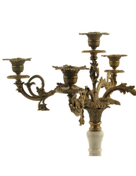 Candelabro de porcelana. Candelabro alto 5 luz 60cm con bronce -Blancocraqu