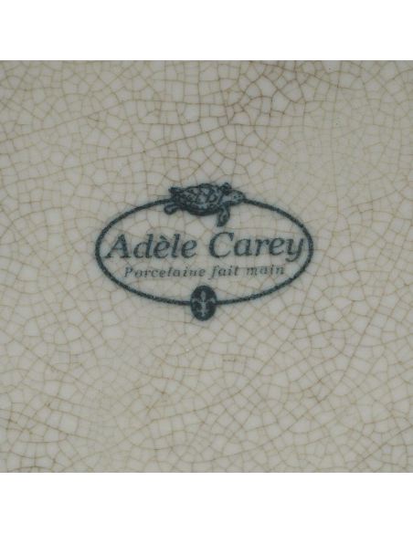 Centro de mesa de porcelana. Centro asas 35cm con bronce -Abanico