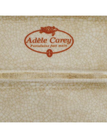 Boîte en porcelaine: Boîte ovale à anse fruit 22cm avec bronze -Milady