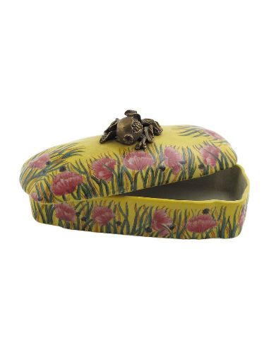 Boîte en porcelaine: Boîte rect. à anse fruit 21cm avec bronze -Amapola