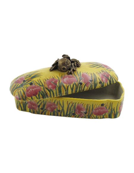 Boîte en porcelaine: Boîte rect. à anse fruit 21cm avec bronze -Amapola