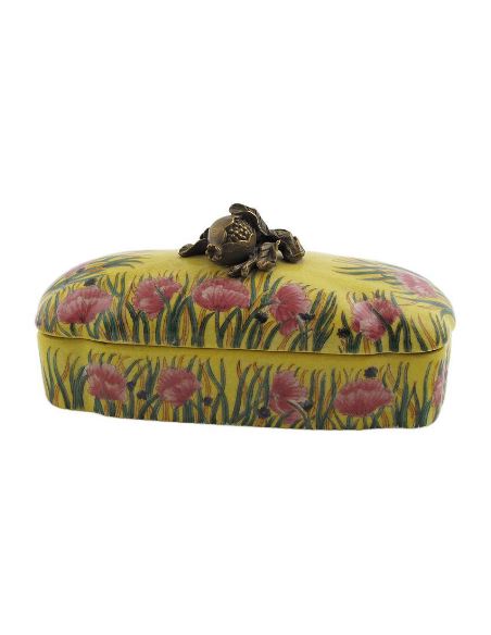 Boîte en porcelaine: Boîte rect. à anse fruit 21cm avec bronze -Amapola