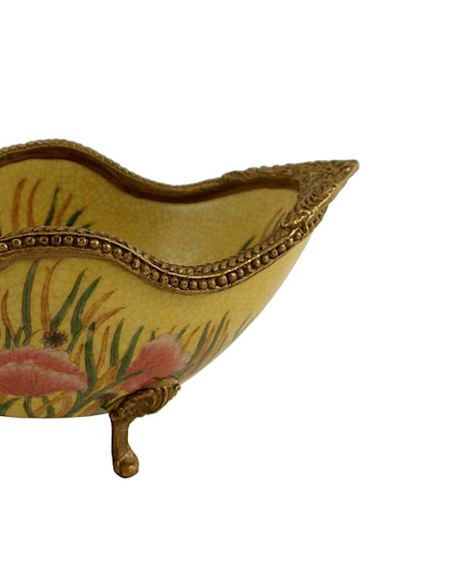 Cuenco de porcelana. Cuenco bañera 17cm con bronce -Amapola