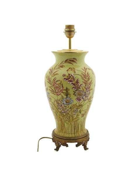Pied de lampe en porcelaine: Pied de lampe vase 47cm avec bronze -Exotica