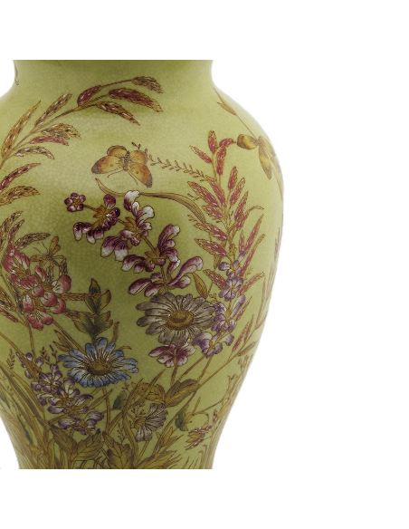 Pied de lampe en porcelaine: Pied de lampe vase 47cm avec bronze -Exotica