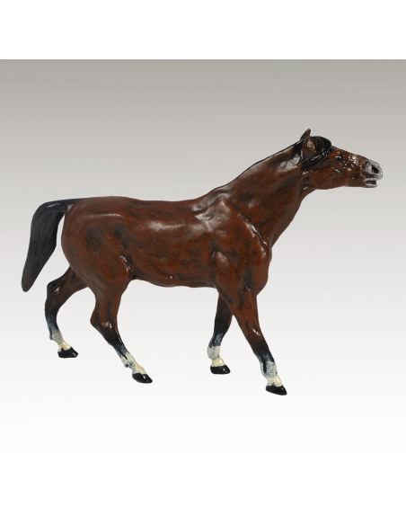 Sculpture en bronze: Cheval sauvage peint 