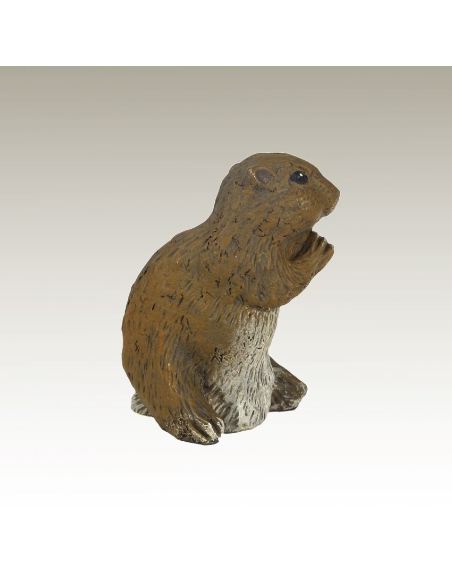 Sculpture en bronze: Marmotte peinte