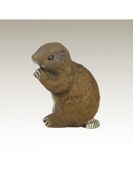 Sculpture en bronze: Marmotte peinte
