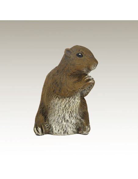 Sculpture en bronze: Marmotte peinte