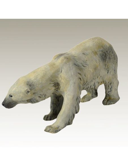 Escultura de bronce. Oso polar pintado estilo Viena
