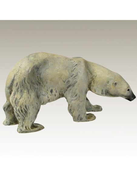 Sculpture en bronze: Ours polaire ou ours blanc peint 