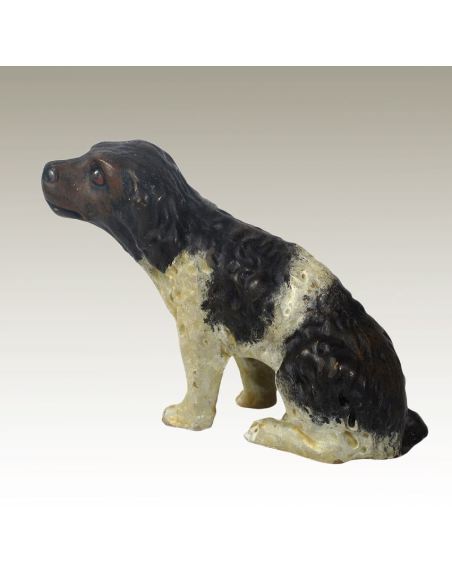 Sculpture en bronze: Chien Epagneul peint