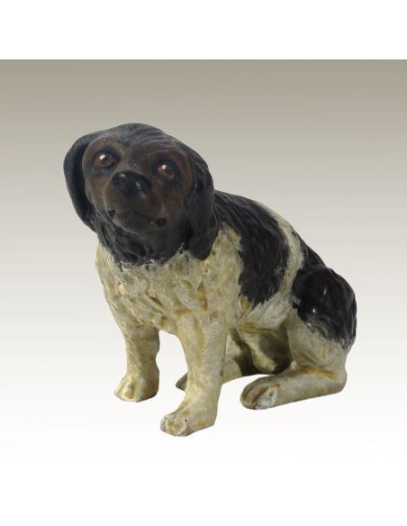 Sculpture en bronze: Chien Epagneul peint