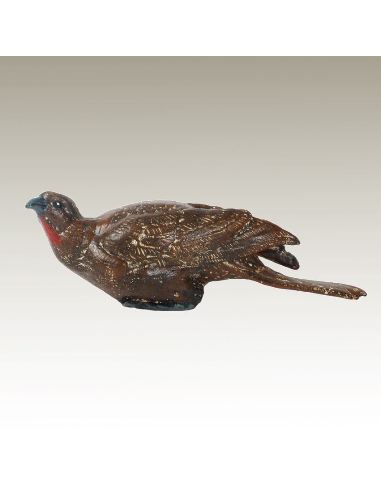 Escultura de bronce. Pájaro trópical (Guacharaca) pintado estilo Viena