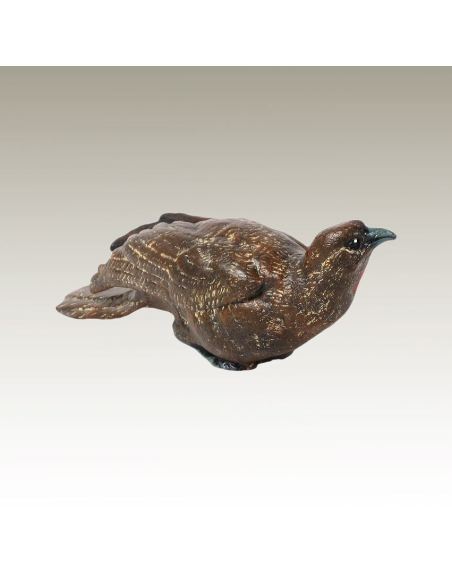 Escultura de bronce. Pájaro trópical (Guacharaca) pintado estilo Viena