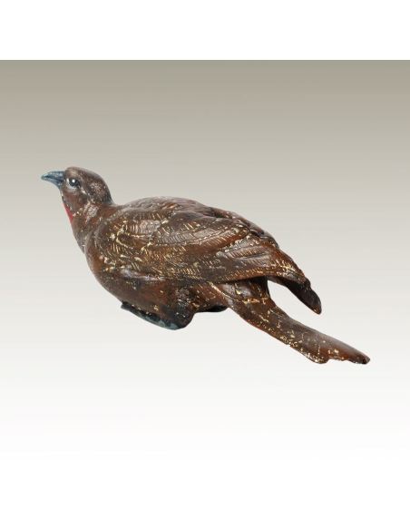 Escultura de bronce. Pájaro trópical (Guacharaca) pintado estilo Viena