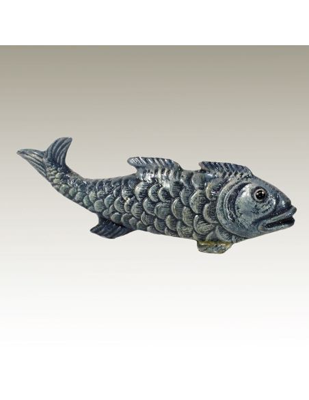 Escultura de bronce. Pez azul pintado estilo Viena
