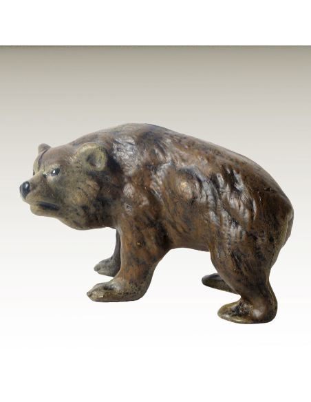 Escultura de bronce. Oso pardo pintado estilo Viena 