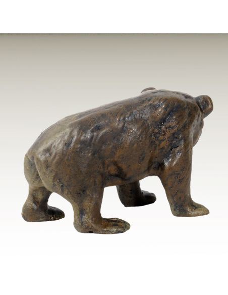 Escultura de bronce. Oso pardo pintado estilo Viena 