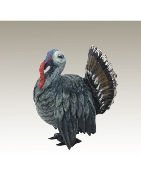 Escultura de bronce. Pavo pintado estilo Viena