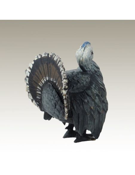 Escultura de bronce. Pavo pintado estilo Viena