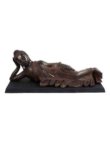 Figura de Bronce. Buda acostado 24,5cm -Envejecido