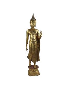 Figura de Bronce. Buda Sukhothai 116cm mano al frente -Dorado
