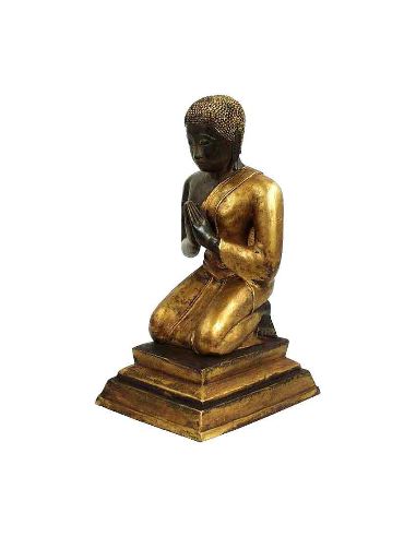 Figura de Bronce. Monje en meditación 46cm -Negro Oro
