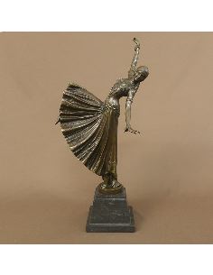Sculpture en bronze: Femme Art déco "Testris" -Patine brune