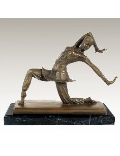 Sculpture en bronze: Mujer danseuse Art déco "Kamorna" -Patine brune