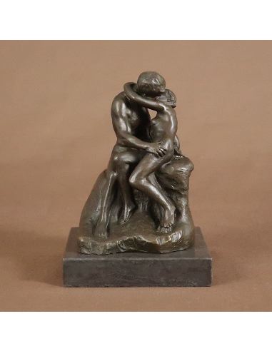Sculpture en bronze: Homme et femme -Le baiser de Rodin -Patine brune