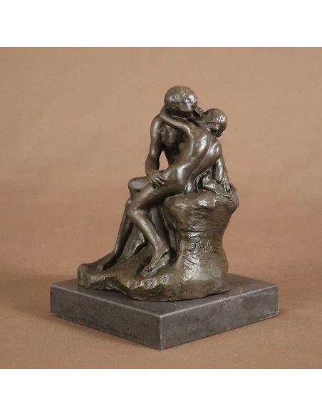 Sculpture en bronze: Homme et femme -Le baiser de Rodin -Patine brune