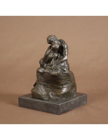 Sculpture en bronze: Homme et femme -Le baiser de Rodin -Patine brune