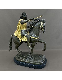 Sculpture bronze Louis XIV le Roi soleil à cheval -Patine Dorée