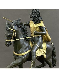 Sculpture bronze Louis XIV le Roi soleil à cheval -Patine Dorée 2