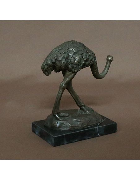 Sculpture en bronze: Autruche -Patine brune