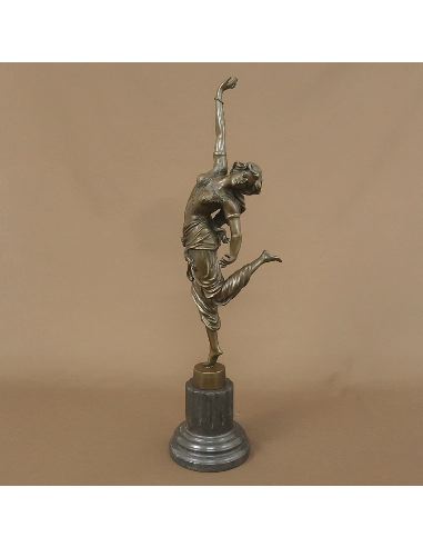 Sculpture en bronze: Femme Art déco "Danseuse Oriental" -Patine brune